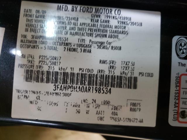 Photo 9 VIN: 3FAHP0HA0AR198534 - FORD FUSION SE 