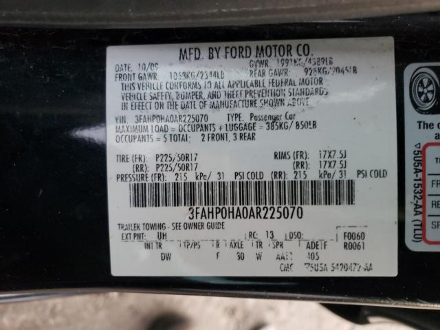 Photo 9 VIN: 3FAHP0HA0AR225070 - FORD FUSION SE 