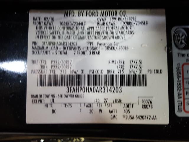 Photo 9 VIN: 3FAHP0HA0AR314203 - FORD FUSION 