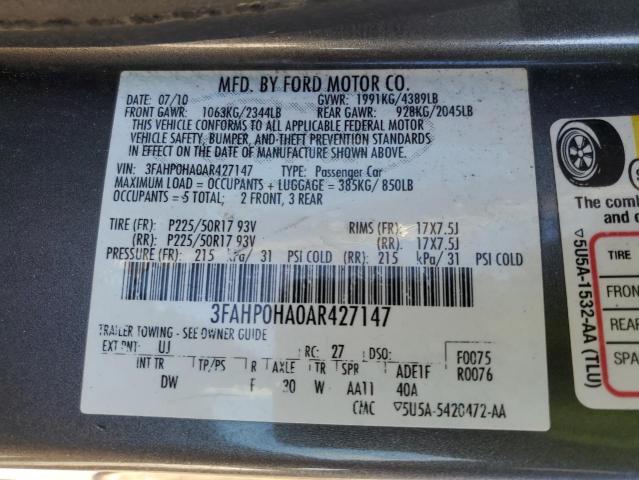 Photo 11 VIN: 3FAHP0HA0AR427147 - FORD FUSION SE 