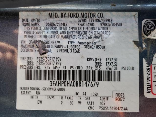 Photo 11 VIN: 3FAHP0HA0BR147679 - FORD FUSION SE 