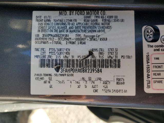 Photo 11 VIN: 3FAHP0HA0BR239584 - FORD FUSION 