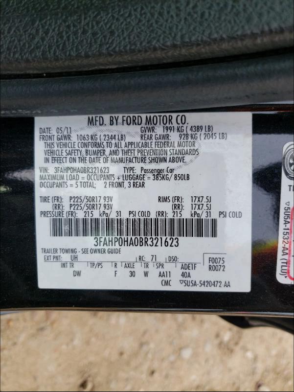 Photo 9 VIN: 3FAHP0HA0BR321623 - FORD FUSION SE 