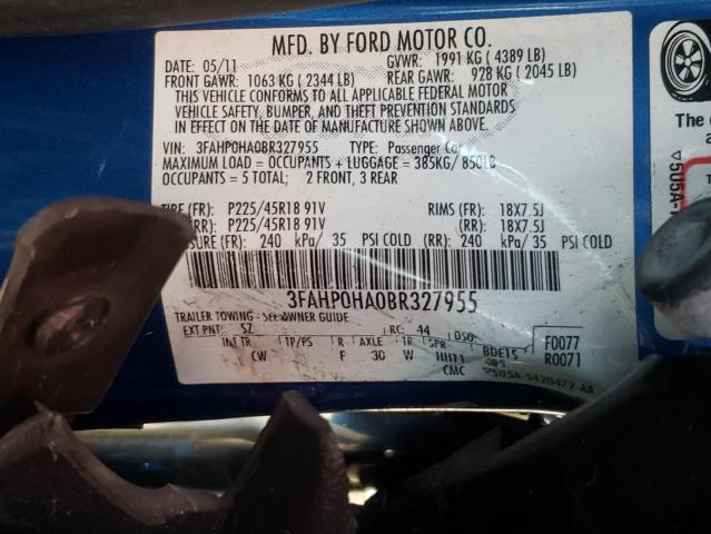 Photo 9 VIN: 3FAHP0HA0BR327955 - FORD FUSION SE 