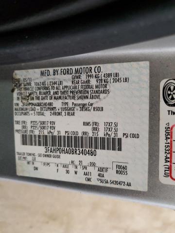 Photo 11 VIN: 3FAHP0HA0BR340480 - FORD FUSION 