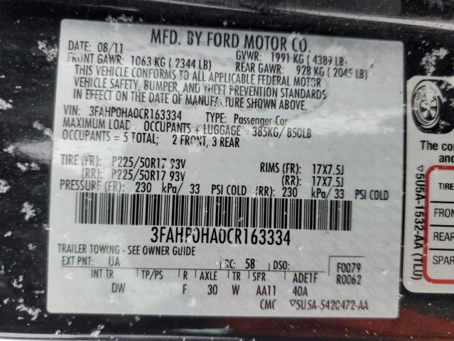 Photo 11 VIN: 3FAHP0HA0CR163334 - FORD FUSION SE 