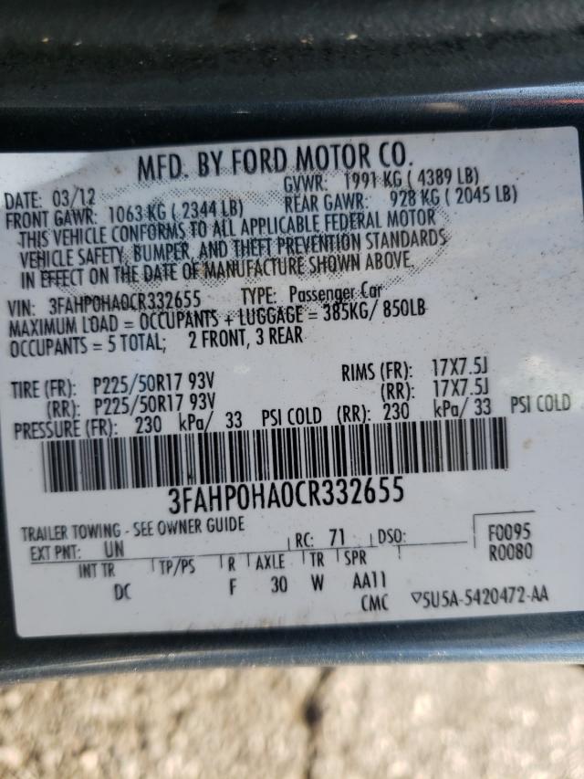 Photo 9 VIN: 3FAHP0HA0CR332655 - FORD FUSION SE 