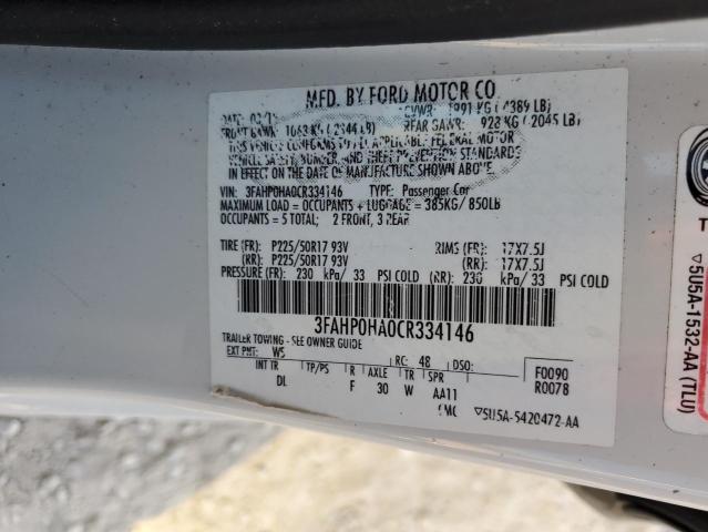 Photo 12 VIN: 3FAHP0HA0CR334146 - FORD FUSION SE 