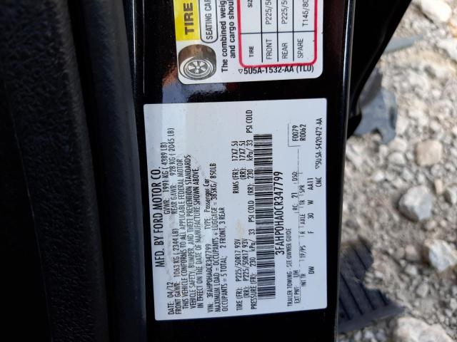 Photo 9 VIN: 3FAHP0HA0CR347799 - FORD FUSION SE 