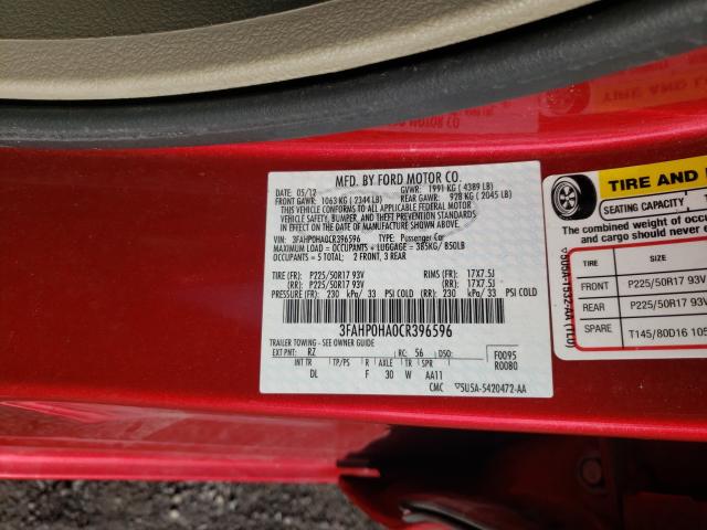 Photo 9 VIN: 3FAHP0HA0CR396596 - FORD FUSION SE 