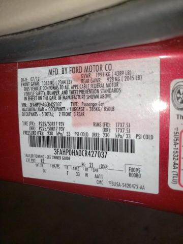 Photo 11 VIN: 3FAHP0HA0CR427037 - FORD FUSION SE 