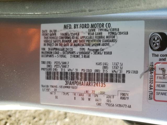 Photo 9 VIN: 3FAHP0HA1AR124135 - FORD FUSION SE 