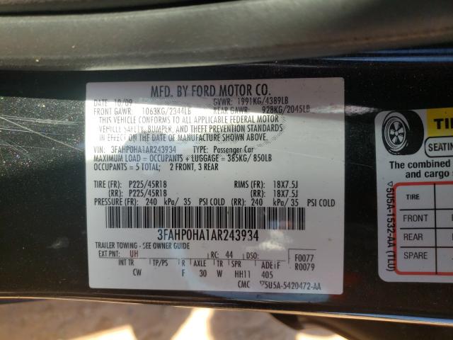 Photo 9 VIN: 3FAHP0HA1AR243934 - FORD FUSION SE 