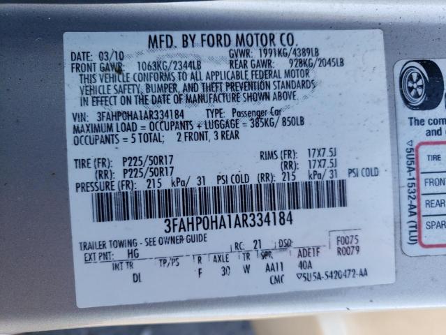 Photo 11 VIN: 3FAHP0HA1AR334184 - FORD FUSION 