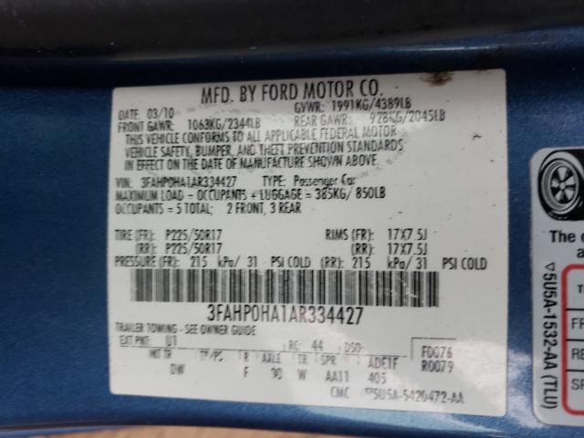 Photo 9 VIN: 3FAHP0HA1AR334427 - FORD FUSION SE 