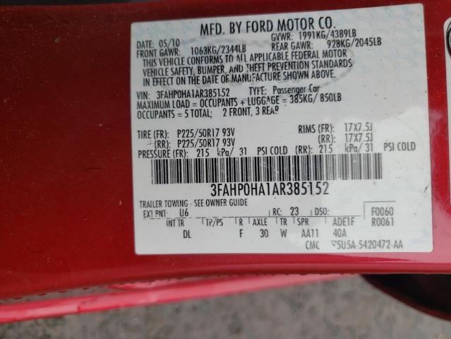 Photo 9 VIN: 3FAHP0HA1AR385152 - FORD FUSION SE 