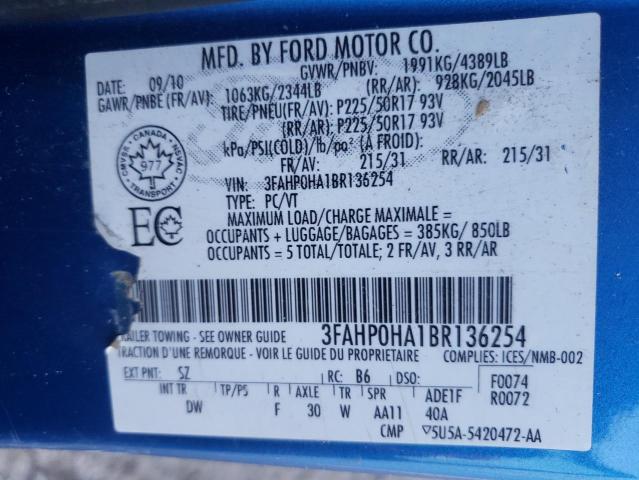 Photo 12 VIN: 3FAHP0HA1BR136254 - FORD FUSION 