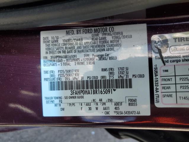 Photo 11 VIN: 3FAHP0HA1BR165091 - FORD FUSION SE 