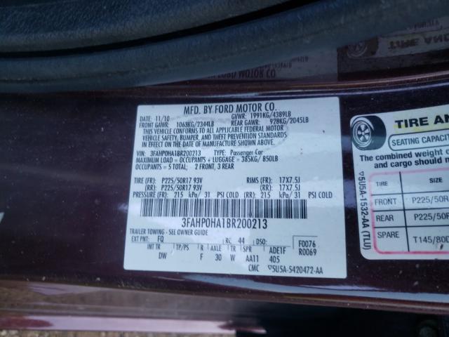 Photo 9 VIN: 3FAHP0HA1BR200213 - FORD FUSION SE 