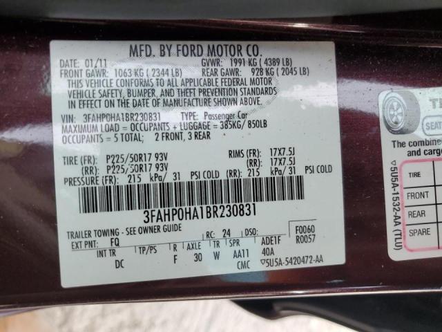 Photo 11 VIN: 3FAHP0HA1BR230831 - FORD FUSION SE 