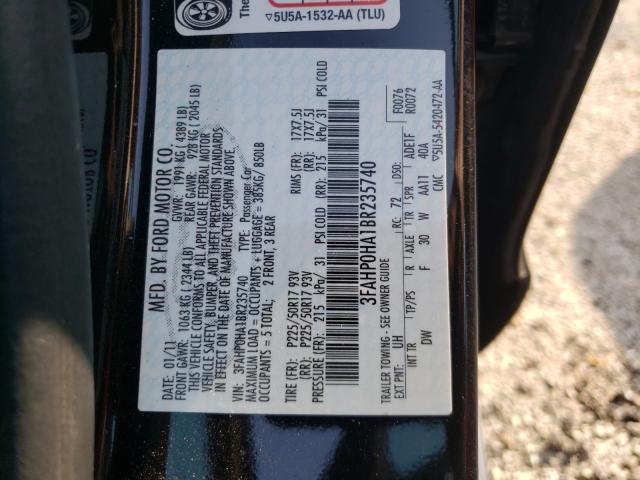 Photo 9 VIN: 3FAHP0HA1BR235740 - FORD FUSION SE 