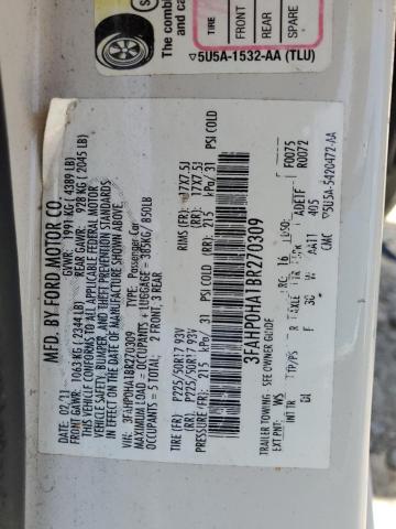 Photo 11 VIN: 3FAHP0HA1BR270309 - FORD FUSION SE 