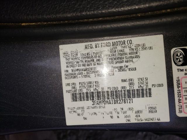 Photo 9 VIN: 3FAHP0HA1BR278121 - FORD FUSION SE 