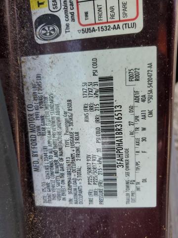 Photo 11 VIN: 3FAHP0HA1BR316513 - FORD FUSION 