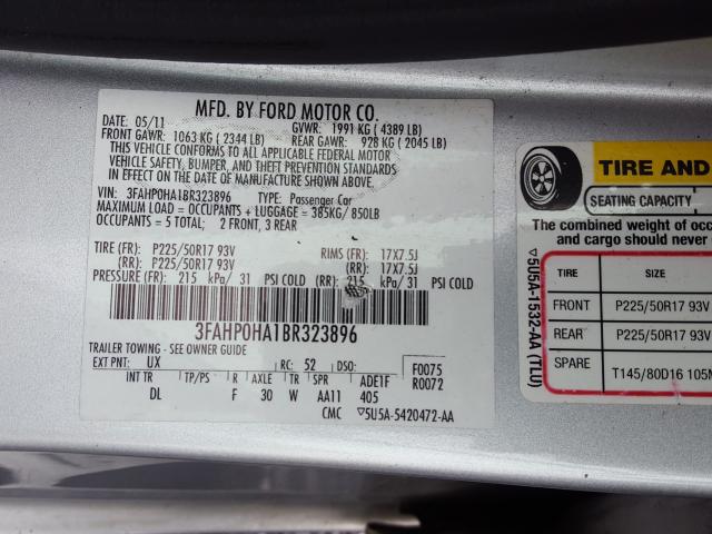 Photo 9 VIN: 3FAHP0HA1BR323896 - FORD FUSION SE 