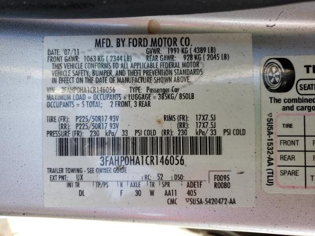 Photo 9 VIN: 3FAHP0HA1CR146056 - FORD FUSION 