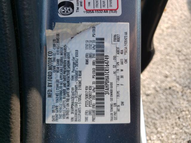 Photo 9 VIN: 3FAHP0HA1CR164749 - FORD FUSION SE 