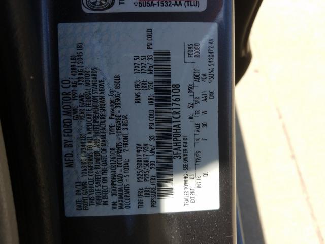 Photo 9 VIN: 3FAHP0HA1CR176108 - FORD FUSION SE 