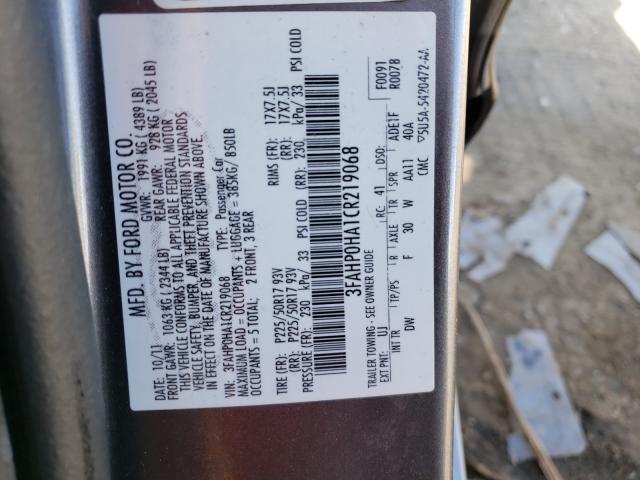 Photo 9 VIN: 3FAHP0HA1CR219068 - FORD FUSION SE 