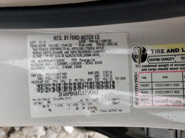 Photo 9 VIN: 3FAHP0HA1CR254242 - FORD FUSION SE 