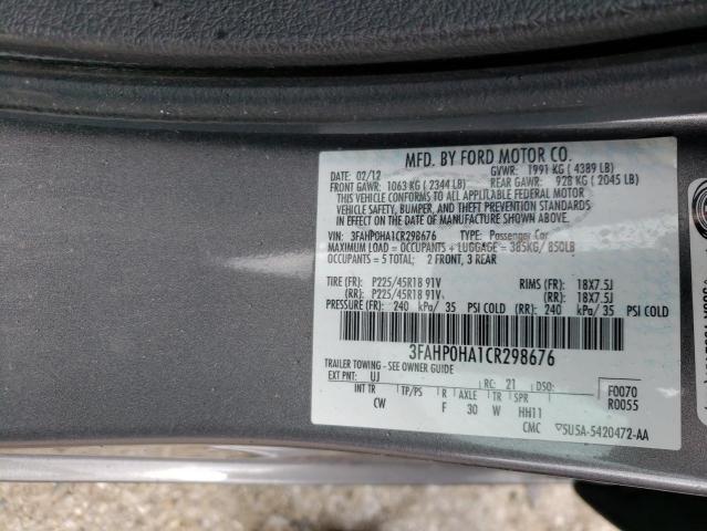 Photo 9 VIN: 3FAHP0HA1CR298676 - FORD FUSION SE 