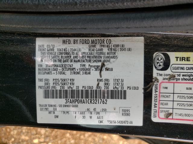 Photo 9 VIN: 3FAHP0HA1CR321762 - FORD FUSION SE 