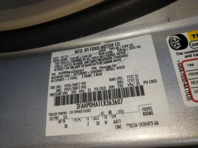 Photo 9 VIN: 3FAHP0HA1CR363607 - FORD FUSION SE 