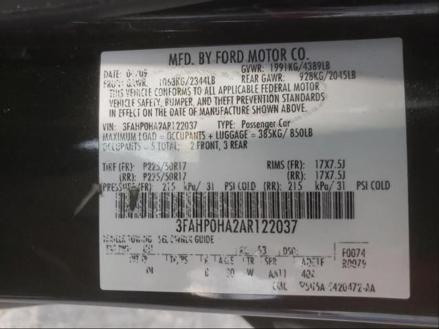 Photo 9 VIN: 3FAHP0HA2AR122037 - FORD FUSION SE 