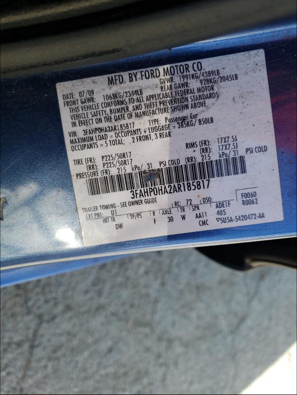 Photo 9 VIN: 3FAHP0HA2AR185817 - FORD FUSION SE 