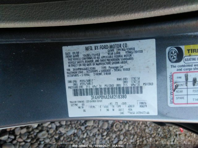 Photo 8 VIN: 3FAHP0HA2AR218380 - FORD FUSION 