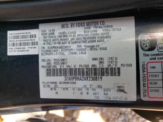 Photo 9 VIN: 3FAHP0HA2AR230819 - FORD FUSION SE 