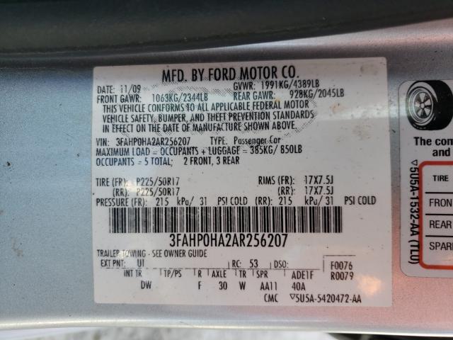 Photo 9 VIN: 3FAHP0HA2AR256207 - FORD FUSION SE 