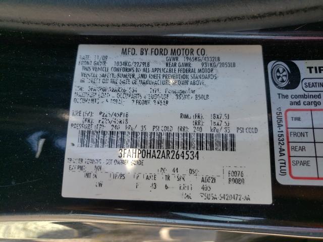 Photo 9 VIN: 3FAHP0HA2AR264534 - FORD FUSION SE 