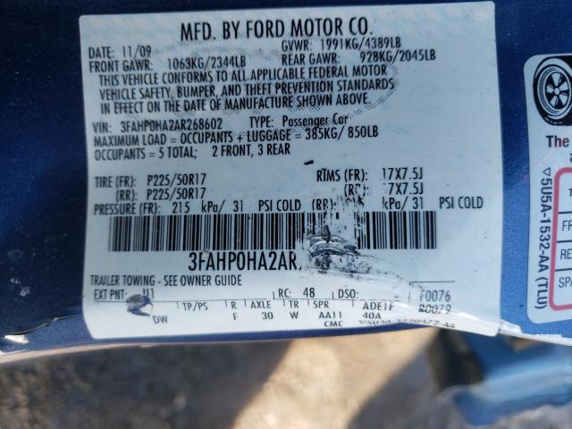 Photo 9 VIN: 3FAHP0HA2AR268602 - FORD FUSION SE 