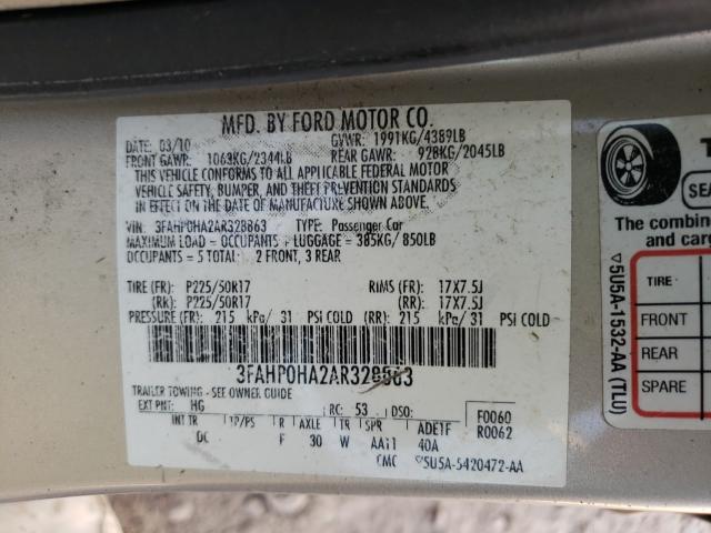 Photo 9 VIN: 3FAHP0HA2AR328863 - FORD FUSION SE 