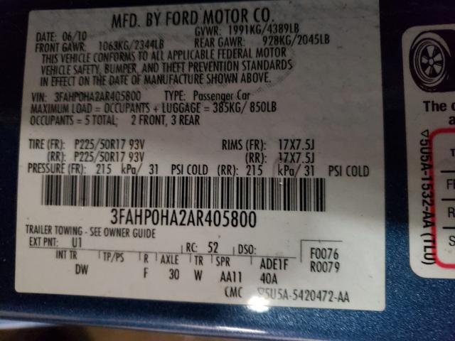 Photo 9 VIN: 3FAHP0HA2AR405800 - FORD FUSION SE 