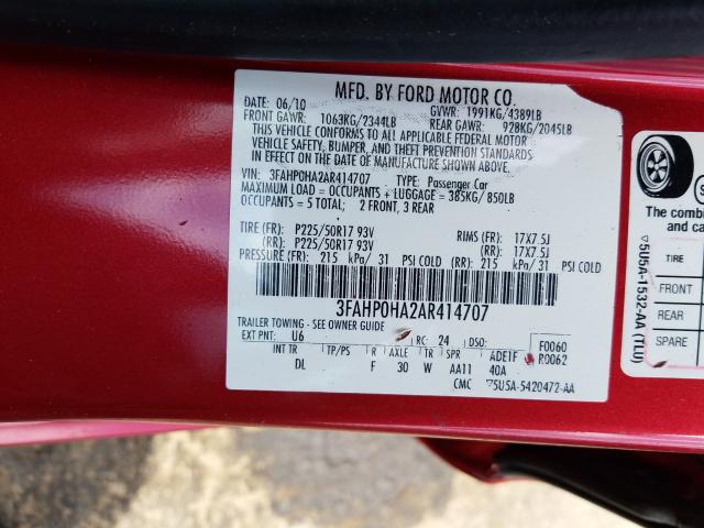 Photo 9 VIN: 3FAHP0HA2AR414707 - FORD FUSION SE 