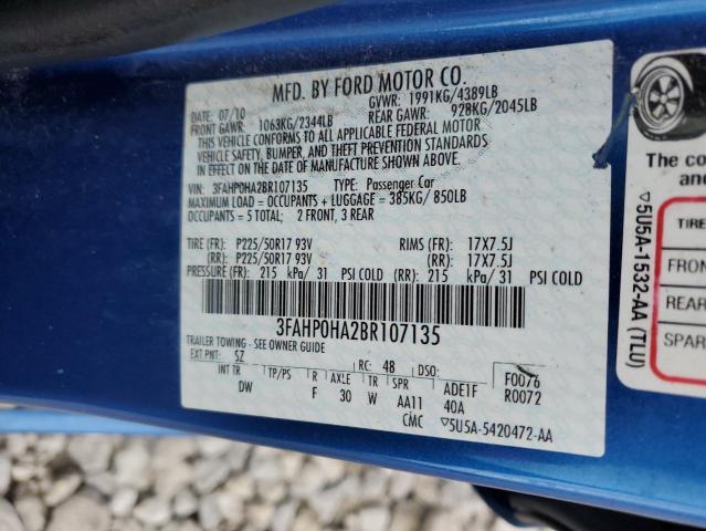 Photo 11 VIN: 3FAHP0HA2BR107135 - FORD FUSION SE 