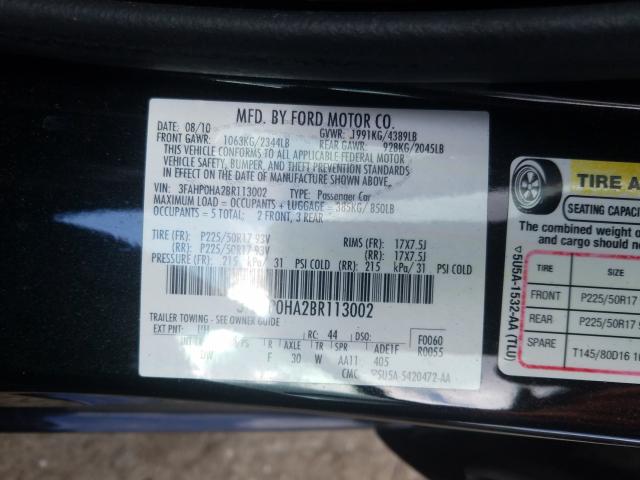 Photo 9 VIN: 3FAHP0HA2BR113002 - FORD FUSION SE 