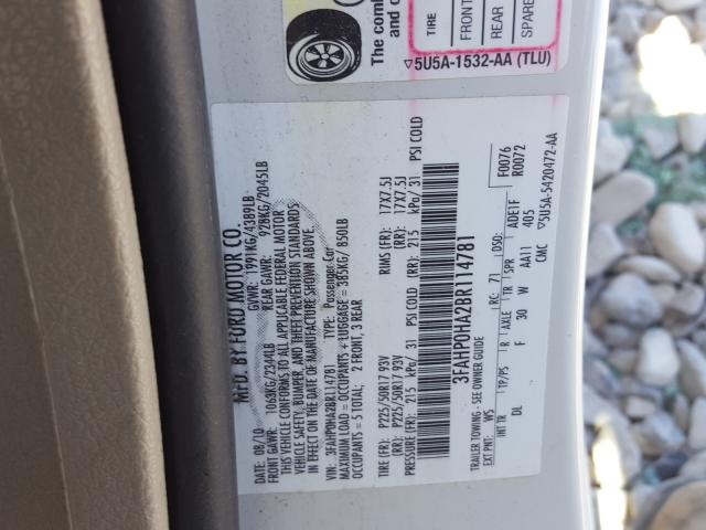 Photo 9 VIN: 3FAHP0HA2BR114781 - FORD FUSION SE 